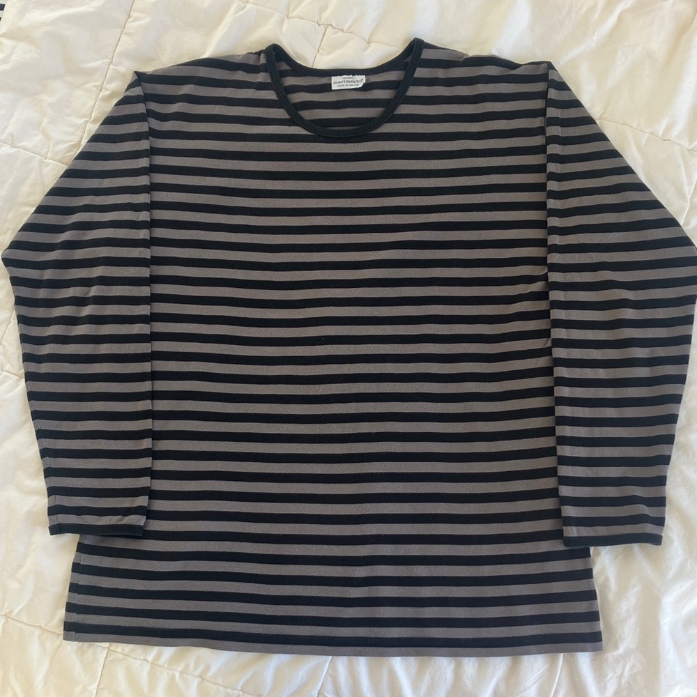 Marimekko Classic Dark Grey & Black Long-Sleeve Striped Shirt